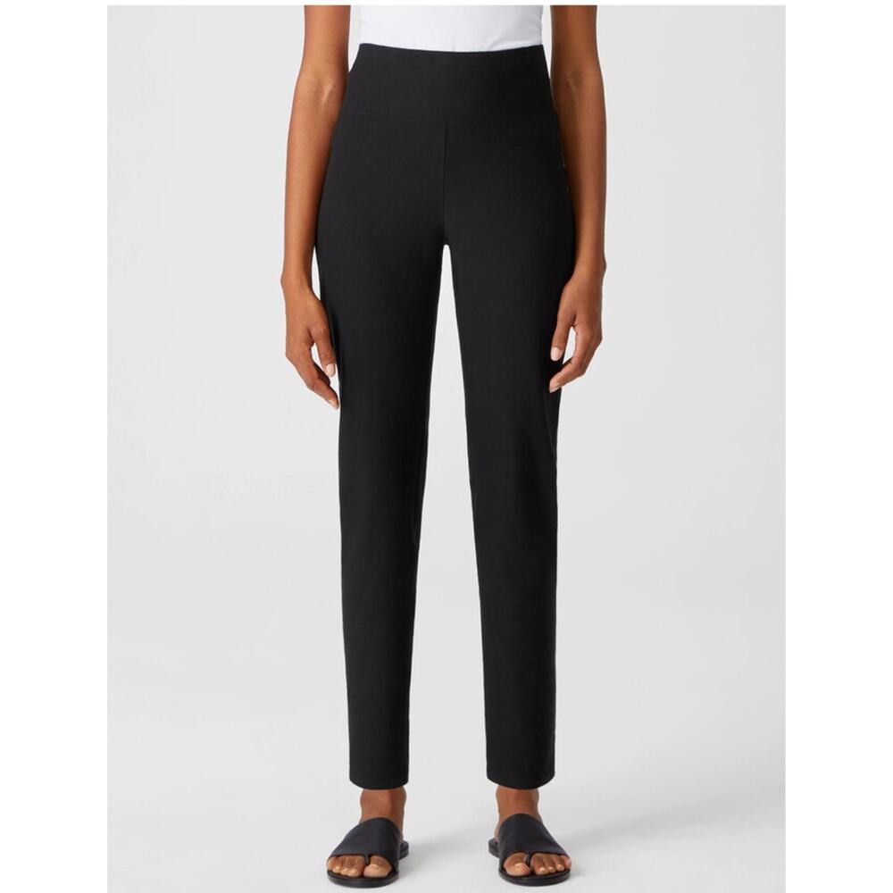 Eileen Fisher Washable Stretch Crepe High-Waisted Pant Black Size Small